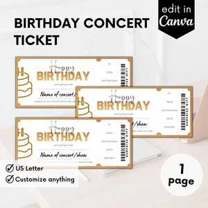Druckbares Konzertticket, Überraschungs-Geburtstagsgeschenk, Theatershow, benutzerdefiniertes Konzertticket-Geschenk, druckbares Musik-Event-Karte, Einladung