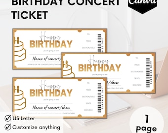 Printable Concert Ticket, Surprise Birthday Gift, Theatre Show, Custom Concert Ticket Gift, Printable Music Event Ticket, Invitation