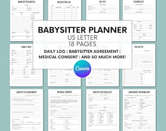 Babysitter Planner, Babysitter Info, Childcare Planner, Editable Nanny Binder, Emergency Information, Instant Download