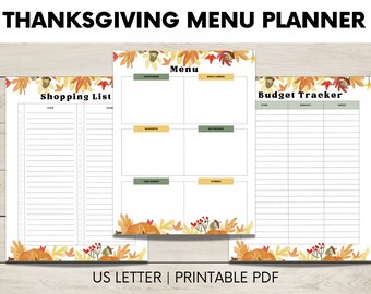 Thanksgiving Menu, Friendsgiving Menu, Thanksgiving Inventory Tracker, Thanksgiving Planner, Thanksgiving Shopping List, Food Inventory