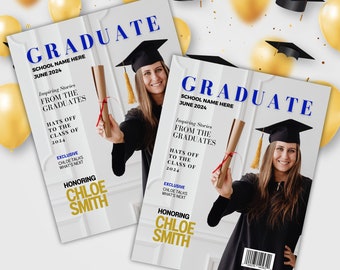 Graduation Magazine Template, Custom Magazine, Graduation Magazine Cover, Canva Magazine, Digital Magazine Template