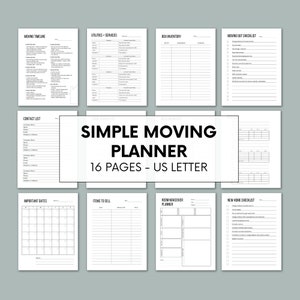 Moving Checklist, Moving Binder, Moving List, Printable Moving Planner, Moving Guide, Relocation Printable, Moving Gift