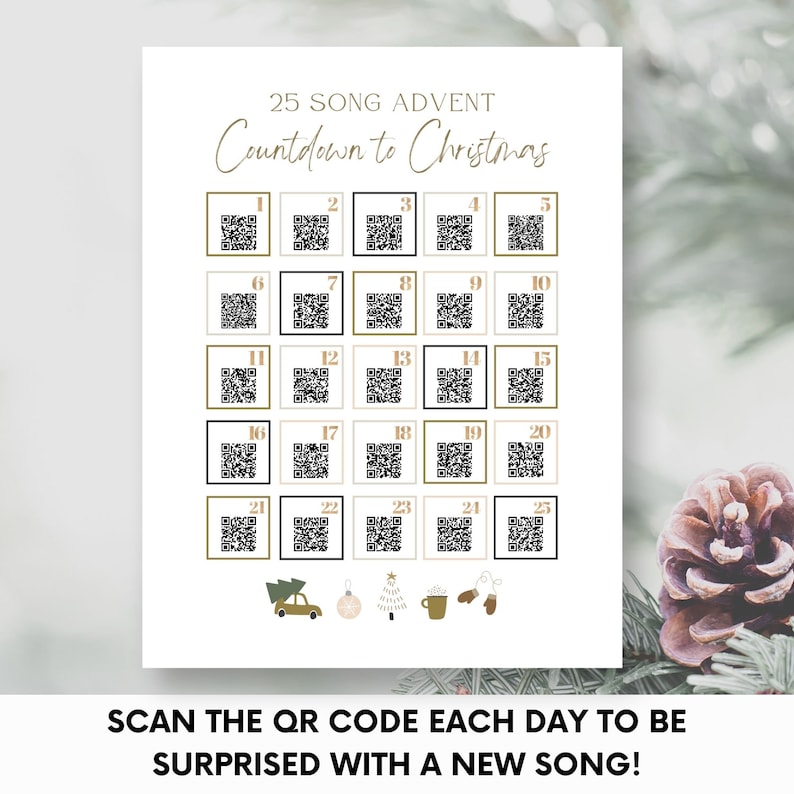 Advent Calendar Playlist, Christmas Countdown Calendar, Fun Advent, DIY Advent, Advent Calendar for Adults, Spotify Code, Advent Activity image 4