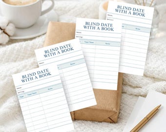 Blind Date with a Book Printable Tag, Vintage Library Card Style Gift Tags for Book Lovers and Book Clubs