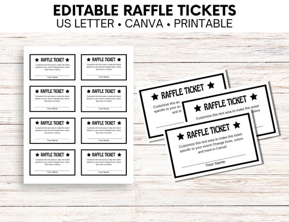 Instant Download Printable Raffle Ticket Custom Diy Ticket - Etsy