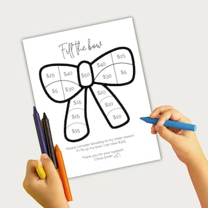 Fill My Bow Fundraiser Sheet, Cheer Fundraiser, Cheerleading Team Fundraising Form, Editable In Canva, Cheer Team