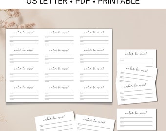 Bilhete de rifa simples, cartão de rifa faça você mesmo, acesso instantâneo, entre para ganhar para impressão, documento PDF para download, modelo de concurso, leilão e muito mais