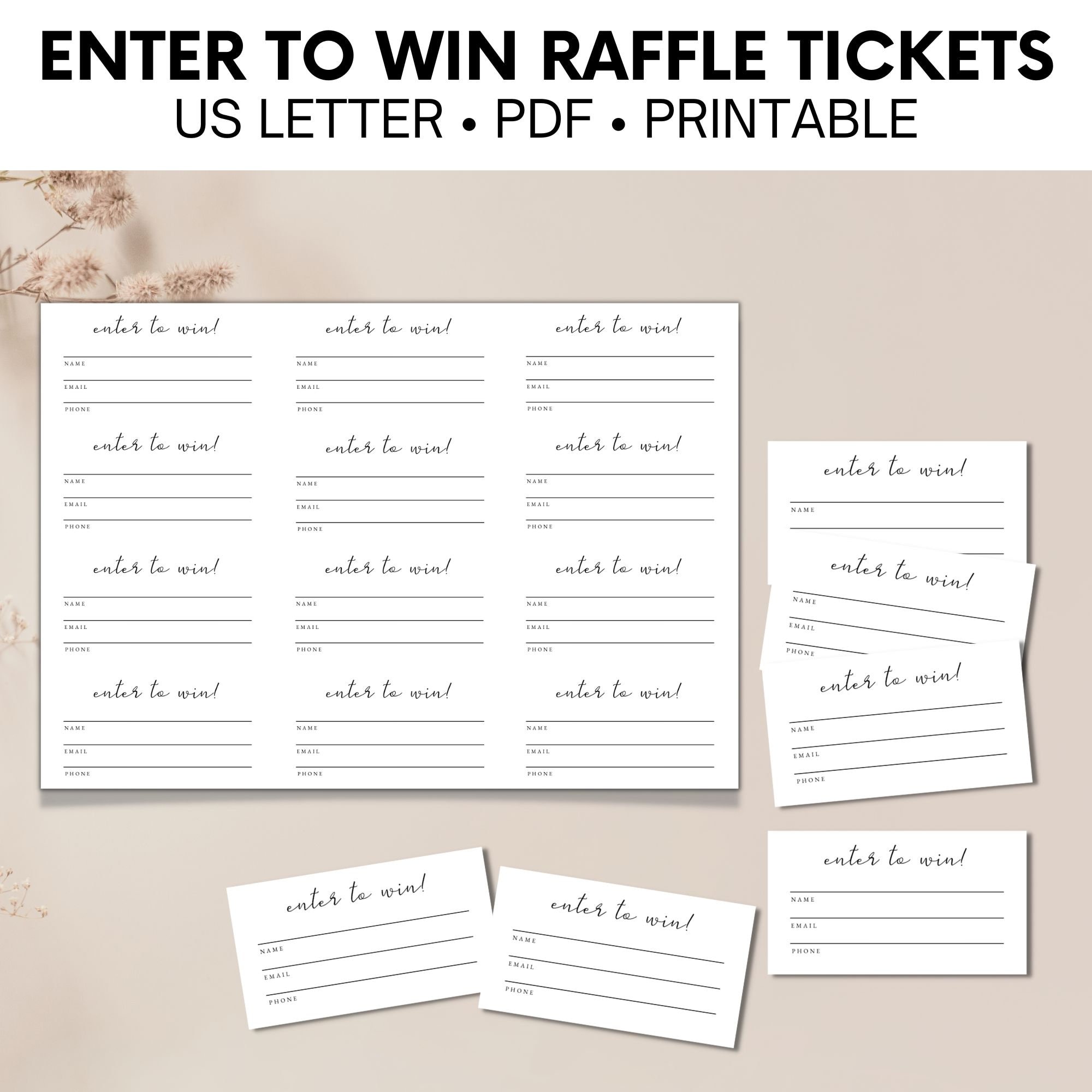 Simple Raffle Ticket, Diy Raffle Card, Instant Access, Enter to Win ...