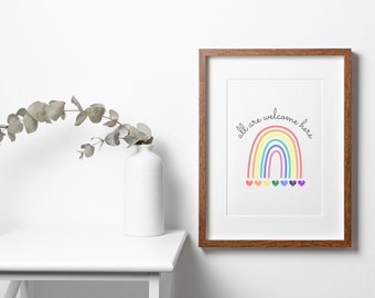 Inclusive Classroom Art, Equality Prints, Everyone Is Welcome Here, Diversity Classroom Art - Instant Download, Equality Poster
