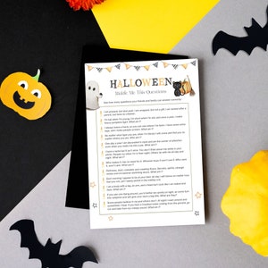 Printable Halloween Game, Fall Games, Halloween Game For Kids, Riddle Me This Game, Halloween Trivia Game, Instant Download
