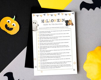 Juego de Halloween imprimible, Juegos de otoño, Juego de Halloween para niños, Adivina este juego, Juego de trivia de Halloween, Descarga instantánea