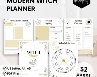 Witchy Planner, Witch Planner 2023, Spiritual Planner Printable, Yearly Planner, Self Care Modern Witch, Tarot Journal, Moon Rituals