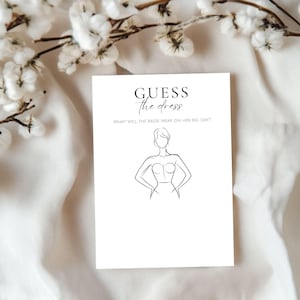 Guess The Dress Bridal Shower Game Printable, Bridal Shower Game, Wedding Dress Game, Sketch The Dress Printable Hen Party Game