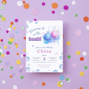 Bath Bomb Birthday Invitation, Bath Bomb Making Birthday Party Invite, Bath Bomb Birthday Invitation Template, Editable Canva Template