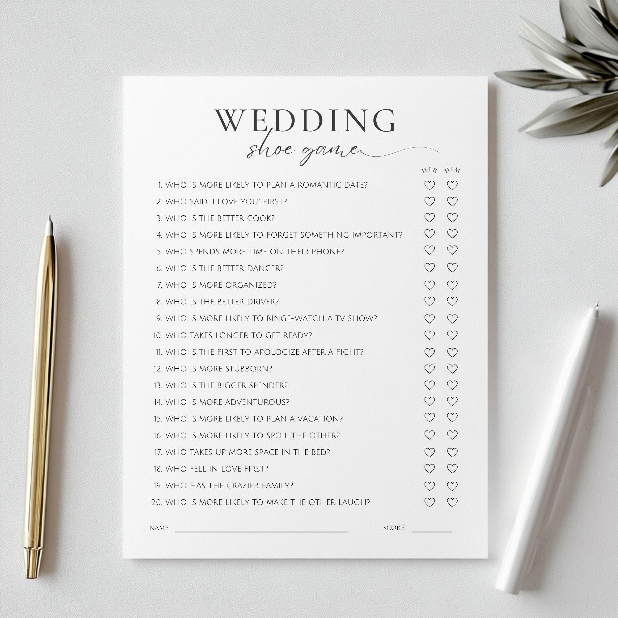 Wedding Shoe Game Bridal Shower, Shoe Game Template, Couples Wedding Shower Game, Guess Who Bride Or Groom, Wedding Game Template
