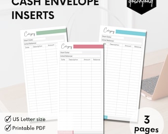Cash Envelope Inserts, Money Tracker, Cash Tracker Sheet, Budget Inserts, Cash Envelope Tracker, Inserts for Cash Envelope, Money Tracker