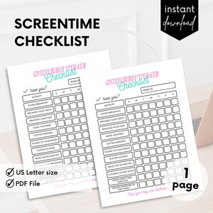 Screen Time Rules, Chore Checklist, Printable Screen Time Chore Chart, Chore List, Daily Screen Time Checklist, Daily Routine