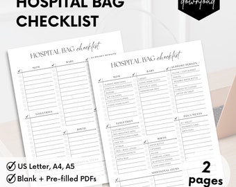 Hospital Bag Checklist, Pack List, Instant Download, Digital Download, Labour Checklist, Checklist For Mum, Maternity Checklist