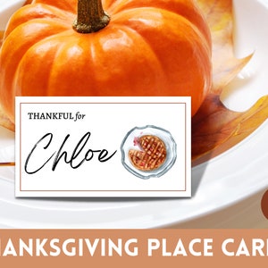 Printable Thanksgiving Place Cards, Friendsgiving Place Cards, Thankful For Personalized Place Cards, Thanksgiving Tags, Place Setting