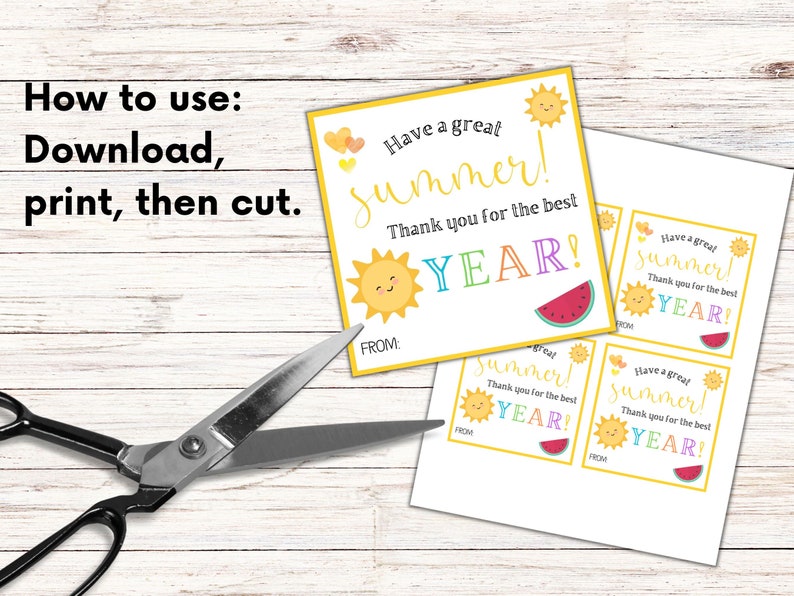 Last Day of School Tag, Beach Towel Gift Tag, Happy Summer Gift Tag ...