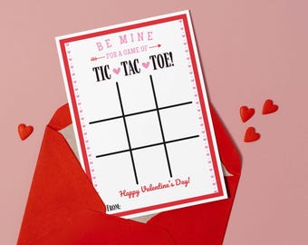 Tic Tac Toe Valentine Cards Printable Classroom Valentines Fun Game for Kids Instant Download