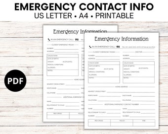 Emergency Binder, In Case Of Emergency, Emergency Contact Information, Life Planner, Babysitter Info Sheet, Emergency Planner