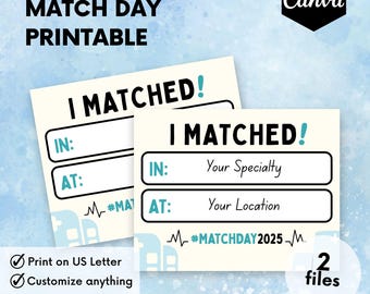 Residency Match Day Sign 2025, I Matched Decor, Medical School Celebration, Personalized Party Prop, Editable Match Day Sign
