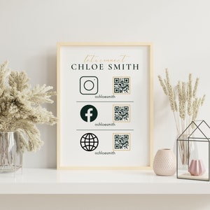 Qr Code Signs, Follow Us Sign, Personalized Social Media Qr Code, Social Media For Small Business, Business Social Media Sign