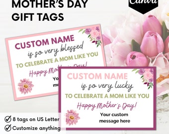 Etiqueta de regalo del Día de la Madre Canva, Etiqueta de regalo para mamá, Etiqueta de mamá imprimible, Etiqueta del Día de la Madre, Regalo para mamá