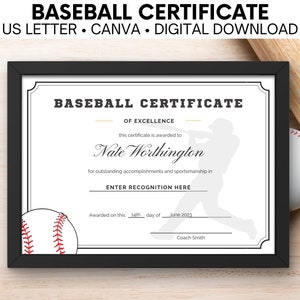 Editable Baseball Award Certificates, Team Party, Instant Download, End Of Season Baseball Awards, Team Baseball Awards, Sports MVP