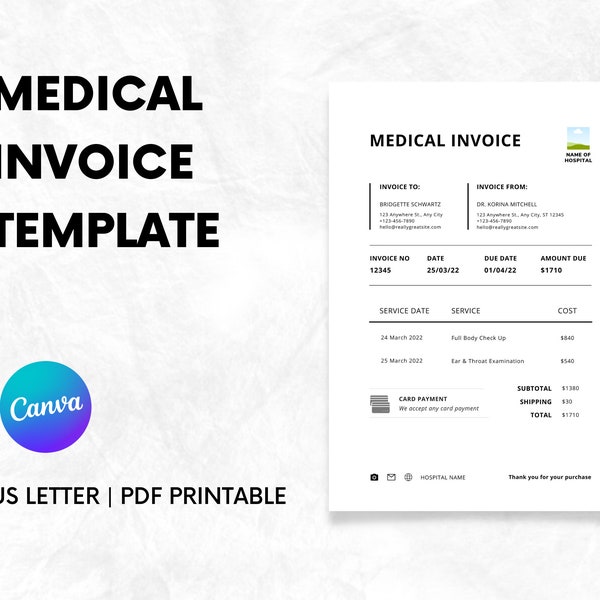Business Invoice, Editable Invoice, Invoice Template, Printable, Order Form, Instant Download, Receipt, Editable Template