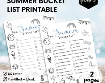 Printable Summer Bucket List, Summer Checklist, Coloring Page Print At Home, Kids Activities, Family Calendar, Summer Coloring