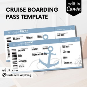 Instant Download, Cruise Boarding Pass Ticket, Printable Cruise Ticket Trip Reveal, Cruise Ship Boarding Pass, Printable Boarding Pass