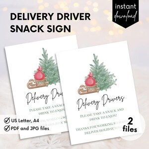 Delivery Driver Snack Sign, Delivery Driver Thank You, Printable Snack ...