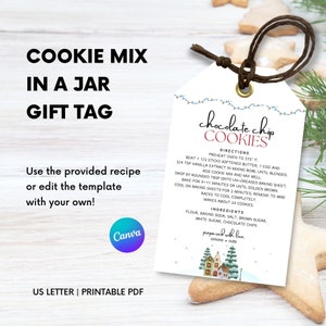 Benutzerdefinierte Keksdose, Keks-Mix im Glas Geschenkanhänger-Vorlage, Keksrezept-Anhänger, Anweisungen, Anweisungen, Zutaten, Weihnachten