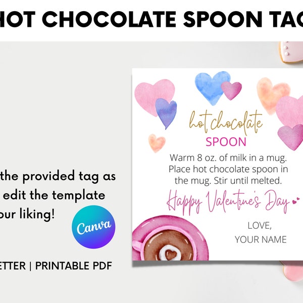 Instant Download für heiße Schokoladenlöffel, heiße Kakaolöffel, Geschenksets für heiße Schokolade, Klasse Geburtstag, gravierte Löffel, lustige Valentinstagsbevorzugungen