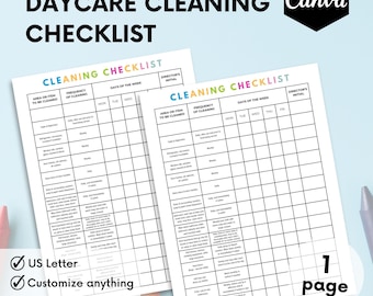 Daycare Cleaning Checklist, Home Daycare, Keep A Nice & Tidy Child Care Center, Daycare Cleaning Schedule, Daycare Forms