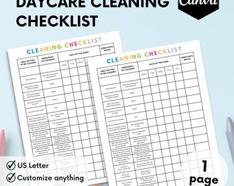 Daycare Cleaning Checklist, Home Daycare, Keep A Nice & Tidy Child Care Center, Daycare Cleaning Schedule, Daycare Forms