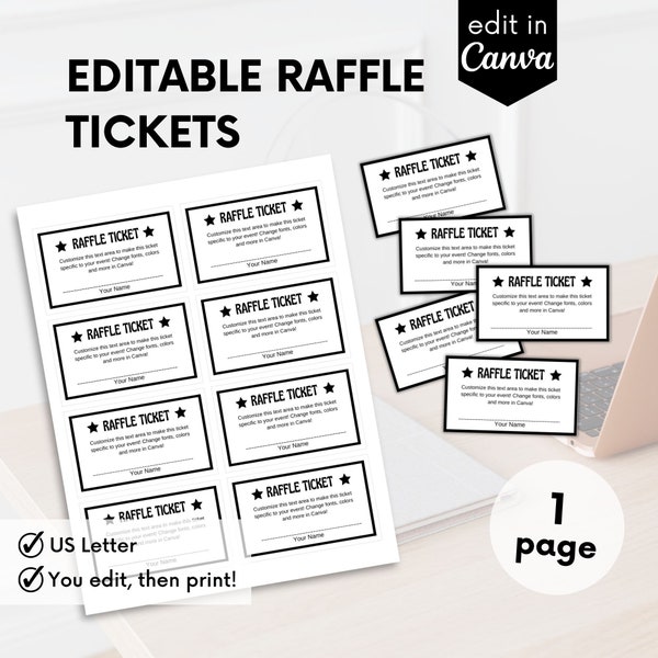 Instant Download, Printable Raffle Ticket, Custom, Diy Ticket, Enter To Win Template, Enter To Win Printable, Instant Access