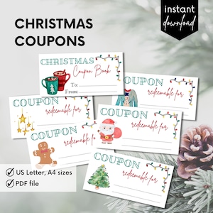 Cupones de Navidad, Libro de cupones para niños, Regalo para niños, Rellenos de medias, Regalo para abuelos, Libro de cupones de Navidad, Actividad navideña imprimible