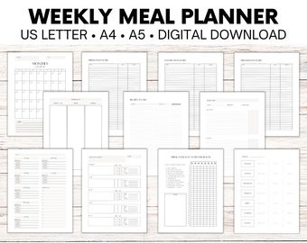 Digital Meal Planner, Calorie & Macro Tracker, Habit Tracker, Weight Watchers Meal Plan For Busy Moms, Food Diary