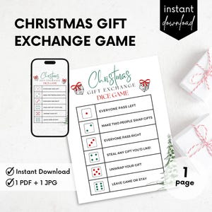 Spel kerstcadeauruil, cadeauruil, cadeauruil witte olifant, eerste kerstdag, instant download, feestdag kantoorfeest