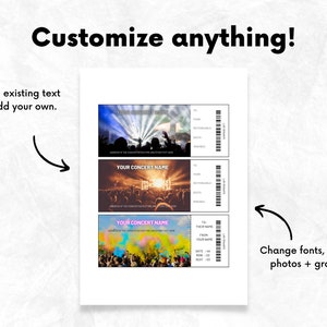 Printable Concert Ticket Template Editable, EDITABLE Surprise Concert ...