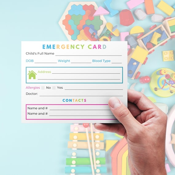 Daycare Emergency Card, Inhome Daycare Paperwork, Childcare Forms, Daycare Starter Kit, In Case Of Emergency Backpack Note
