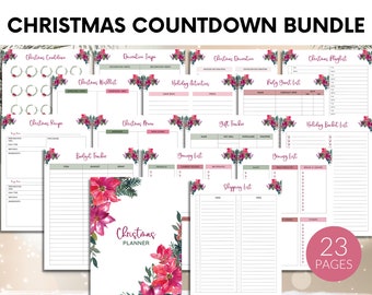Christmas Countdown Bundle Printable Planner, Simple Printable Christmas Planner Kit, Christmas Binder, Christmas Menu Planner