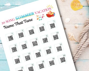 Summer Name That Tune Game, Name That Tune Printable, Summer Activity Printable, Spotify Code, Summer Game Activity, A4, 8.5x11