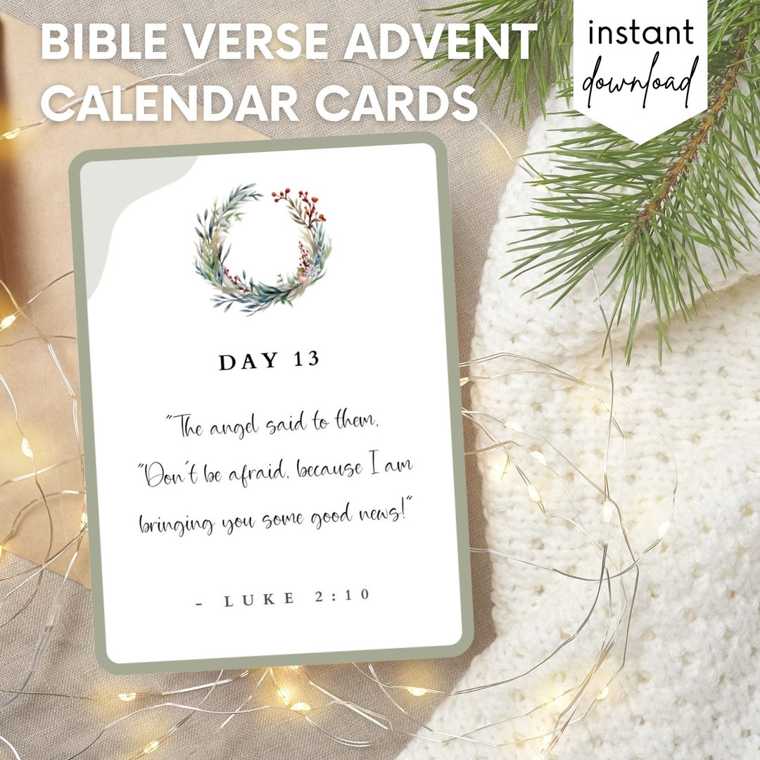 Advent Calendar Scripture Cards Christmas Countdown Etsy