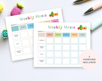 Home Daycare Meal Planner, Editable Daycare Meal Planner, Daycare Weekly Menu Printable, Daycare Template, Editable Menu