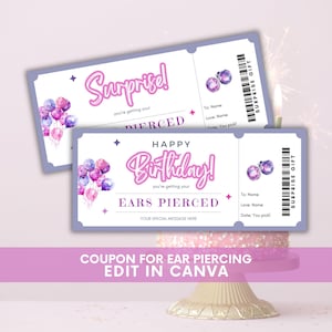 Sjabloon oorpiercing, coupon voor custom piercing, voucher voor piercing | Elke gelegenheid, oorpiercingcadeau, oorpiercing cadeaubon