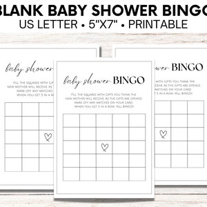 Baby Shower Bingo Blank Printable, Baby Bingo Cards, Baby Bingo Template, Baby Shower Game, Gender Neutral Baby Shower Games